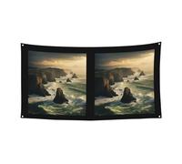 Toile de fond pour photographie - 177,8 x 88,9 cm - Grande bannière - Motif côte de Kauai Mountain Falaise