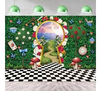 Toile de Fond pour Photographie - 2,1 x 1,5 m - Décoration de fête - Château de Conte de fées - Lapin - Feuille Verte - pour Anniversaire, fête prénatale, Nouveau-né