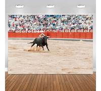 Toile de Fond pour Photographie de Corrida espagnole, Stade de Taureau Noir féroce en Course à Madrid, arrière-Plan pour fête d'anniversaire, bannière de décoration 300cmx200cm