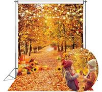 Toile de fond pour photographie de forêt d'automne, 1,5 x 2,1 m, paysage de forêt d'automne, feuilles d'érable, citrouilles, citrouilles, décorations de fête, accessoires photo