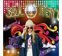 Toile de fond pour photographie sur le thème du train des années 70 et 80 - Motif rétro des années 70 - 1,8 x 1,8 m