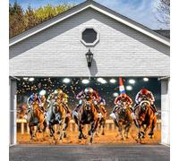 Toile de fond pour porte de garage de course de chevaux 2,4 x 2,1 m Kentucky Derby Run for The Roses Party Decoraton Toile de fond pour porte de garage sur le thème équestre