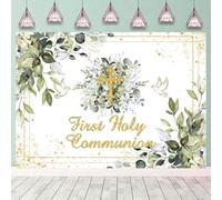 Toile de fond pour première communion, verdure Dieu bénédiction, baptême, cérémonie, nouveau-né, fête prénatale, photographie (238,8 x 1,8 m)