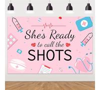 Toile de fond pour remise de diplôme d'infirmière 2024 - Rose « She's Ready to Call The Shots » - Décoration murale d'intérieur et d'extérieur - 0,9 x 1,5 m