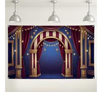 Toile de fond pour scène de cirque, décorations de théâtre vintage rouge et doré, arrière-plan photo élégant intérieur/extérieur pour événements et fêtes, 180 x 109 cm