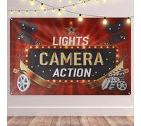 Toile de fond pour soirée cinéma, bannière d'action pour appareil photo, décoration sur le thème du film pour événements 1,8 x 1,2 m