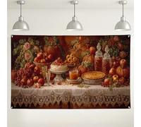 Toile de fond pour table de fruits de récolte, décoration d'automne rustique pour fêtes, Thanksgiving, photographie de 180 x 109 cm