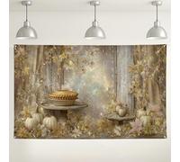 Toile de fond pour tarte à la récolte d'automne, décorations d'automne rustiques et élégantes pour photographie, arrière-plan saisonnier confortable pour intérieur/extérieur pour fêtes de Thanksgiving
