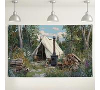 Toile de fond pour tente de nature, toile de fond rustique pour photographie de camp, parfaite pour les événements en plein air et les fêtes de camping, 180 x 109 cm