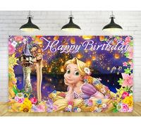 Toile de fond princesse Raiponce pour décorations de fête d'anniversaire, fond jaune pour décoration de gâteau, décoration de table, bannière à thème emmêlé, 1,5 x 0,9 m