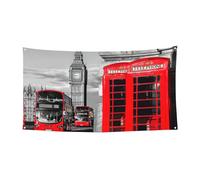 Toile de fond rétro avec impression téléphone de Londres Angleterre Royaume-Uni Grande bannière pour joyeux Noël à suspendre pour les fêtes de fin d'année