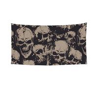 Toile de fond rétro avec motif tête de mort - Décoration d'intérieur - Grande bannière pour joyeux Noël - À suspendre pour les fêtes de fin d'année