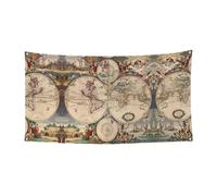 Toile de fond rétro imprimée carte du monde (180 cm x 90 cm) parfaite pour les fêtes, bars et décorations extérieures