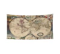 Toile de fond rétro imprimée carte du monde pour fête d'intérieur, grande bannière pour joyeux Noël à suspendre pour les fêtes de fin d'année