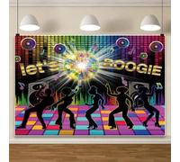 Toile de fond rétro pour fête disco Let's Boogie Dance 3 x 2,4 m - Bannière colorée au sol - Accessoire de photomaton pour enfants et adultes - Décoration de club de musique