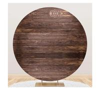 Toile de Fond Ronde en Bois for Couverture de Photographie, Planche de Bois Marron Rustique, arrière-Plan Circulaire for fête d'anniversaire et de Mariage(NWH16700,D 6.5ft(200cm) Poly)