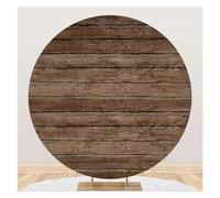 Toile de Fond Ronde en Bois for Couverture de Photographie, Planche de Bois Marron Rustique, arrière-Plan Circulaire for fête d'anniversaire et de Mariage(NSW09368,D 6.5ft(200cm) Poly)