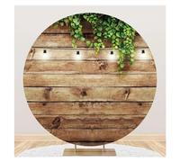 Toile de Fond Ronde en Bois for Couverture de Photographie, Planche de Bois Marron Rustique, arrière-Plan Circulaire for fête d'anniversaire et de Mariage(NXY02071,D 6.5ft(200cm) Poly)