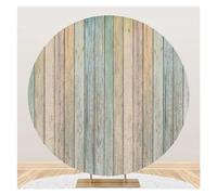 Toile de Fond Ronde en Bois for Couverture de Photographie, Planche de Bois Marron Rustique, arrière-Plan Circulaire for fête d'anniversaire et de Mariage(NSW09502,D 5ft(150cm) Poly)