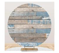 Toile de Fond Ronde en Bois for Couverture de Photographie, Planche de Bois Marron Rustique, arrière-Plan Circulaire for fête d'anniversaire et de Mariage(NWH12040,D 7ft(220cm) Poly)
