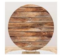 Toile de Fond Ronde en Bois for Couverture de Photographie, Planche de Bois Marron Rustique, arrière-Plan Circulaire for fête d'anniversaire et de Mariage(NSW09370,D 6.5ft(200cm) Poly)