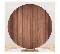 Toile de Fond Ronde en Bois for Couverture de Photographie, Planche de Bois Marron Rustique, arrière-Plan Circulaire for fête d'anniversaire et de Mariage(NWH15358,D 4ft(125cm) Poly)