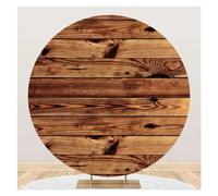 Toile de Fond Ronde en Bois for Couverture de Photographie, Planche de Bois Marron Rustique, arrière-Plan Circulaire for fête d'anniversaire et de Mariage(NSW09930,D 5ft(150cm) Poly)