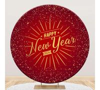 Toile de Fond Ronde Ttincceer 180cm pour Le Nouvel an, Motif étoiles Rouges et dorées à Paillettes, pour fête du Nouvel an 2026, décoration de Festival d'hiver, bannière, Accessoire de Studio Photo
