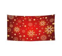 Toile de fond rouge avec impression neige dorée pour décoration d'intérieur, grande bannière pour joyeux Noël à suspendre pour les fêtes de fin d'année