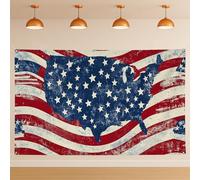Toile de fond rustique avec drapeau américain, décorations patriotiques grunge, carte des États-Unis, bannière de photographie, fête d'été du 4 juillet, 180 x 109 cm