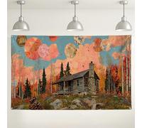 Toile de fond rustique pour cabane - Décoration de forêt d'automne vibrante - Motifs célestes - Fond de photographie artistique - Fournitures d'intérieur/extérieur - 180 x 109 cm