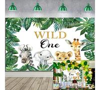 Toile de Fond Safari Wild One Fond de Premier Anniversaire Boy forêt Sauvage Jungle Safari photomaton Fond éléphant Lion Photographie Fond de Douche