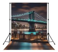 Toile de fond sans couture pour studio photo de New York Manhattan Bridge Night 1,5 x 2,1 m