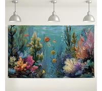 Toile de fond sous-marine représentant un récif corallien, une scène océanique colorée pour fêtes, décorations de plage d'été, 180 x 109 cm