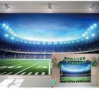 Toile de fond sur le terrain de football américain Auditorium lumière stade de rugby, compétition, jeu de football, fête sur le thème de la photographie de bébé (2,4 x 1,8 m)