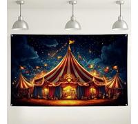Toile de fond sur le thème du cirque, tente de carnaval colorée, décoration de ciel nocturne, arrière-plan amusant pour photographie intérieur/extérieur pour fêtes, festivals et événements 180 x 109
