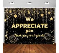 Toile de fond « Thank You for All You Do », « We Appreciate You » - 1,5 x 0,9 m - Paillettes dorées - Pour infirmière, enseignante, vétérans, retraite, accessoires photo, décoration