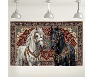 Toile de fond traditionnelle sur le thème des chevaux du Moyen-Orient 180 x