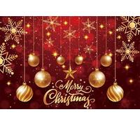 Toile de Fond Ttincceer 3.5x2.5m avec imprimé Flocons de Neige dorés et étoiles Scintillantes pour fête du Nouvel an Festival d'hiver décoration de Noël bannière Portrait Accessoire Photo