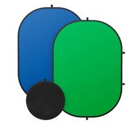 Toile de fond verte pour photographie, écran vert double face et bleu, toile pliable et réversible 2 en 1, pour YouTube et diffusion en direct (1,5 x 2 m)