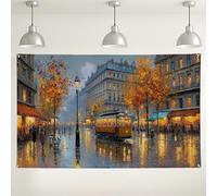 Toile de fond vintage pour paysage urbain - Décoration artistique de rue d'automne - Parfait pour les événements photographiques et les fêtes d'automne - 180 x 109 cm