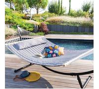 Toile de hamac matelassé ""Akio"" gris perle 190x140cm en polyester et bois - Hespéride