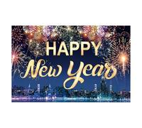 Toile de « Happy New Year » | Décoration de Vacances 2D de 0,9 x 1,5 m, Grande bannière de de Vacances, pour Les hôtes de fête, Les créateurs de Contenu, Les réunions de Famille, Les