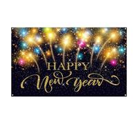 Toile de « Happy New Year » | Décoration de Vacances 2D de 0,9 x 1,5 m, Grande bannière de de Vacances, pour photographes, créateurs de Contenu, événements Scolaires, Petites Entreprises