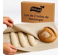 Toile de Lin Boulangerie 2 pièces | Toile de Lin 100% Chanvre Extra Grande | Toile de Lin 100% Chanvre Naturelle (120x70cm) | Toile de Pousse Durable pour Pain et Baguette | Lavable et Robuste