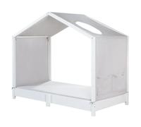 roba Housse pour lits maison Montessori 70 x 140 cm - accessoire assorti pour transformer le lit en lit à baldaquin - avec 3 poches de rangement et fenêtre de toit - gris clair