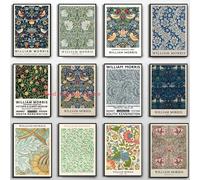 Toile de peinture abstraite William Morris, feuille de fleur, oiseau, affiches et imprimés nordiques, images d'art murales pour décoration de salon et de maison 7
