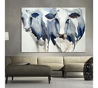 Toile de peinture Art nordique moderne abstrait aquarelle vache bleue animaux affiches et impressions Art mural moderne salon chambre d'enfants décoration de la maison Sans cadre
