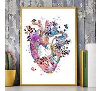 Toile de peinture Coeur humain anatomie Vintage affiche impression médecine étudiant cadeau organes Art aquarelle mur Art médecins bureau décoration murale Sans cadre (Size : 40x50cm No Frame)