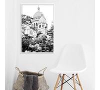 Toile de peinture d'architecture de Paris, affiche de voyage en noir et blanc et tableau d'art mural imprimé pour décoration de chambre 40x50cm sans cadre